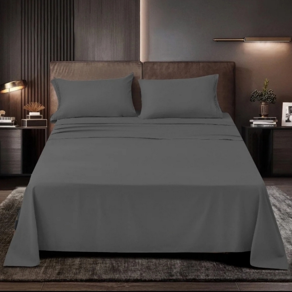 Lux Bed Sheet Set - King size- Gray - DISCOUNTED ITEM